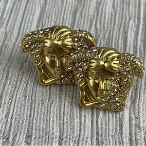 Gold Medusa face Women's Earrings